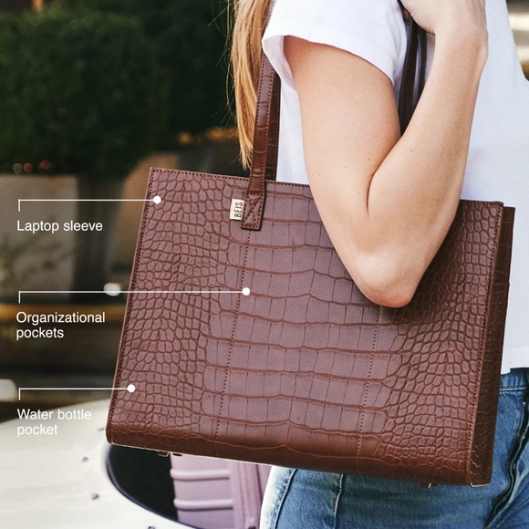 Beis Work Tote in Maple Croc - Picture 2 of 11